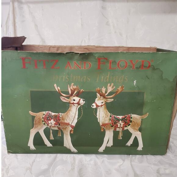 NEW Fitz & Floyd "Christmas Tidings" Ceramic Reindeer Figurines Discontinued - Picture 8 of 10